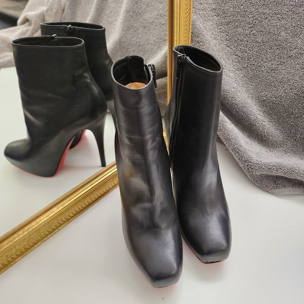 Christian Louboutin Ankle Boots 36.5 Black 4.5 " heels EXCELLENT CONDITION!!!